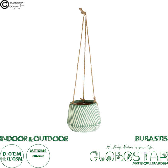 GloboStar Hanging Planter Ceramic White 13x13x10.5cm.