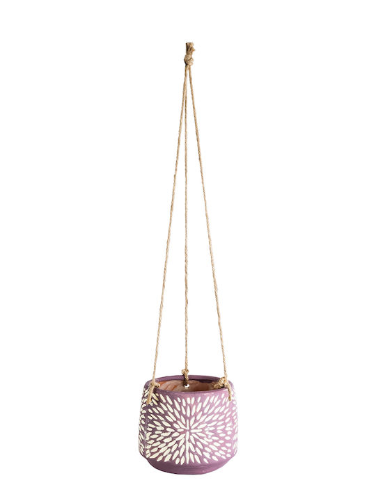 GloboStar Artificial Garden Nigeria Κρεμαστό Κασπώ Κεραμικό Μωβ 12x12x11εκ.
