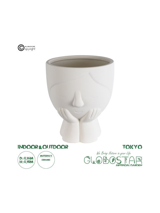 GloboStar Tokyo Planter Ceramic White with Stand 16x16x19cm.