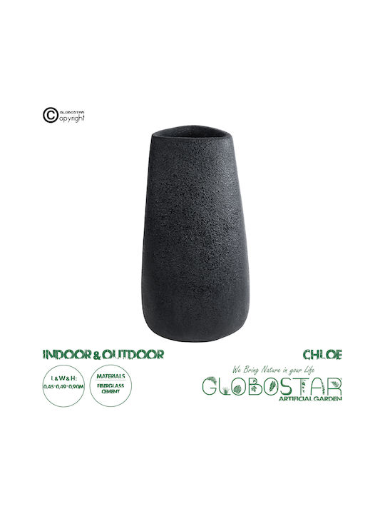 GloboStar Chloe Übertopf Polyester Schwarz mit Gestell 45x45x90εκ.