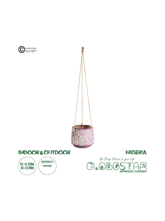 GloboStar Artificial Garden Nigeria Κρεμαστό Κασπώ Κεραμικό Μωβ 12x12x11εκ.