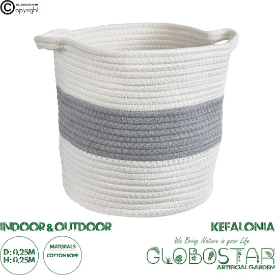 GloboStar Kefalonia Саксия Ратан Бял Със стойка 25x25x25εκ.