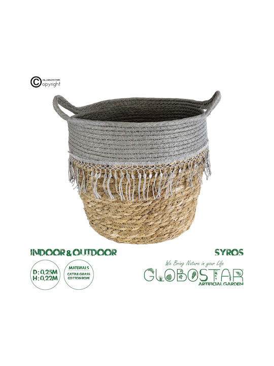 GloboStar Syros Übertopf Rattan Beige mit Gestell 25x25x22εκ.