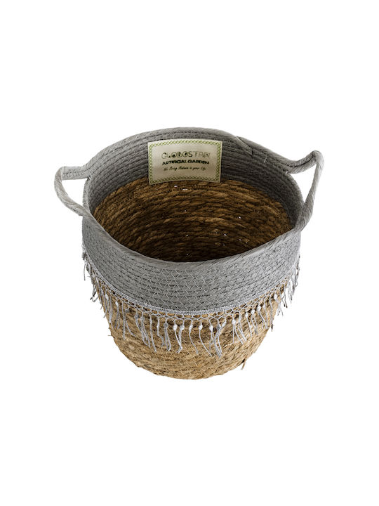 GloboStar Syros Übertopf Rattan Beige mit Gestell 25x25x22εκ.