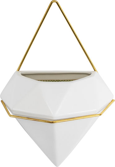 GloboStar Hanging Planter Ceramic White 20x10.5x30cm.