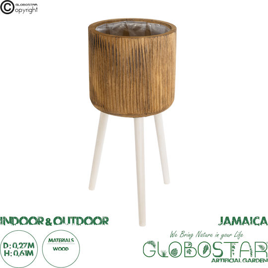 GloboStar Jamaica Κασπώ Ξύλινο Καφέ με Βάση 27x27x61εκ.