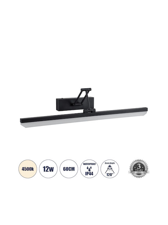 GloboStar Mara Modern Wandleuchte mit Integrierter LED und Natürliches Weiß Licht Schwarz 60x13cm