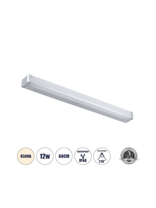 GloboStar Renata Modern Lamp Bathroom with Integrated LED and Natural White Light Silver 60x5.5cm