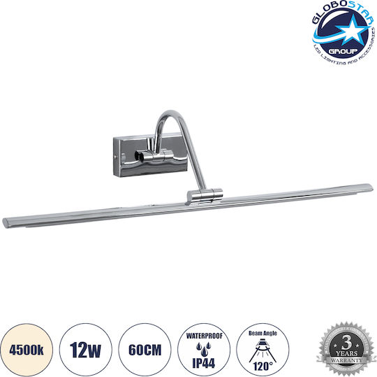 GloboStar Mira Modern Leuchte Badezimmer mit Integrierter LED und Neutralweißes Licht Silber 60x13cm