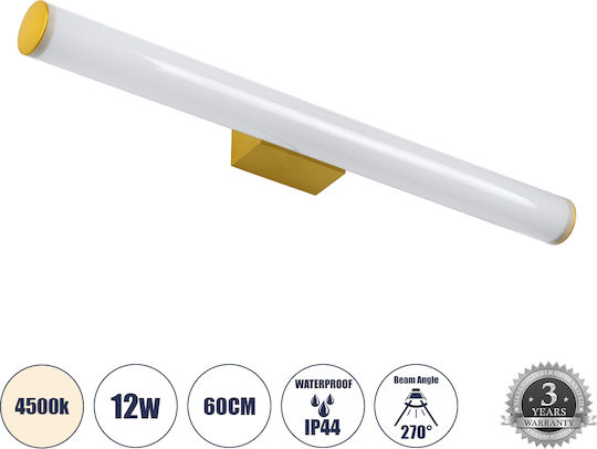 GloboStar Mabel Modern Lamp Bathroom with Integrated LED and Natural White Light Gold 10x5cm