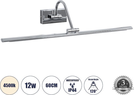 GloboStar Mira Modern Leuchte Badezimmer mit Integrierter LED und Neutralweißes Licht Silber 60x13cm