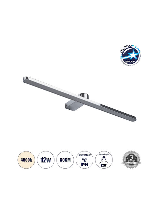 GloboStar Megan Modern Lamp Bathroom with Integrated LED and Natural White Light Silver 12x4cm