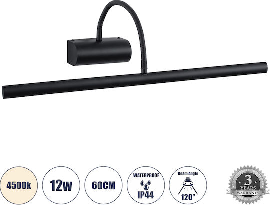GloboStar Trois Modern Leuchte Badezimmer mit Integrierter LED und Neutralweißes Licht Schwarz 60x18cm