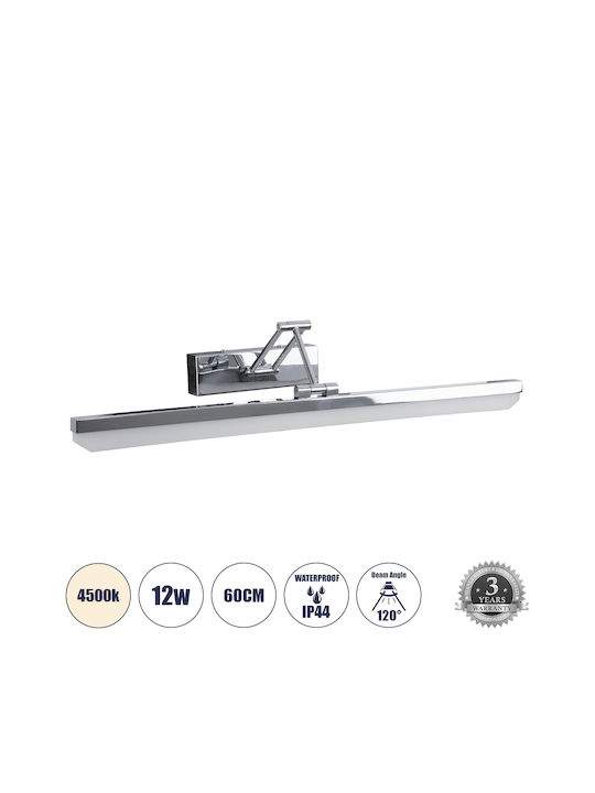 GloboStar Mara Modern Wandleuchte mit Integrierte LED und Natürliches Weiß Licht Silber 60x13cm
