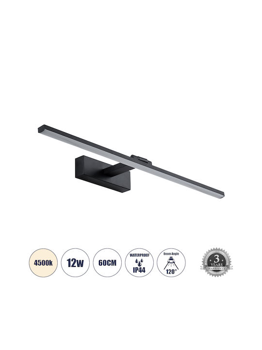 GloboStar Ellis Modern Lamp Bathroom with Integrated LED and Natural White Light Black 60x6cm