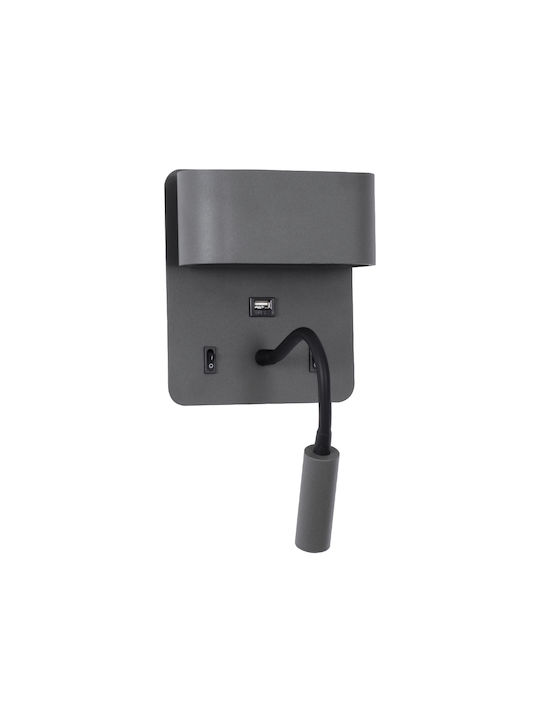 GloboStar Ibis Modern Lamp Wall with Integrated LED and Natural White Light Gray 10x18cm