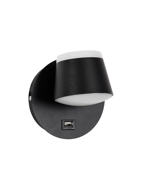 GloboStar Regency Modern Leuchte Wand mit Integrierter LED und Neutralweißes Licht Schwarz 12x13cm