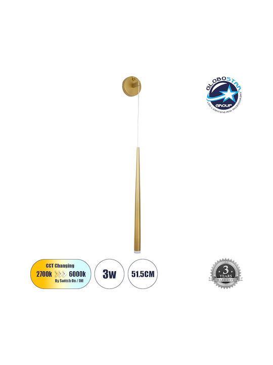 GloboStar Tears Modern Lamp Wall with Integrated LED and Adjustable White Light Gold 3.2x51.5cm