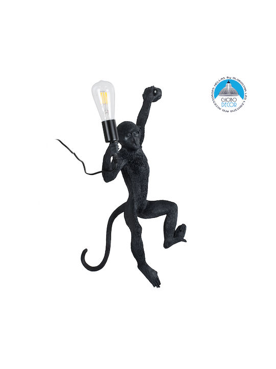 GloboStar Apes Modern Lamp Wall Socket with Socket E27 Black 34x31x61cm