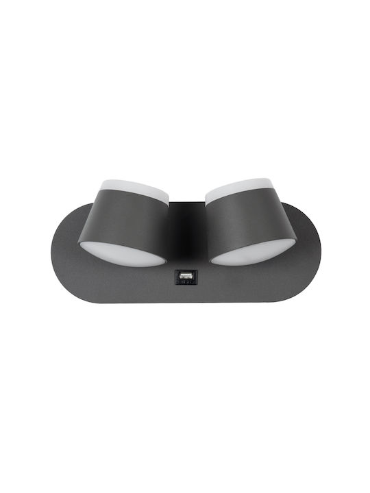 GloboStar Regency Modern Lamp Wall with Integrated LED and Natural White Light Gray 16.5x10cm