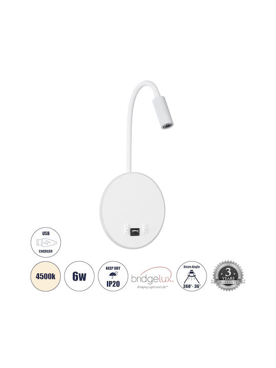 GloboStar Goose Single LED Natural White Spot in White Color