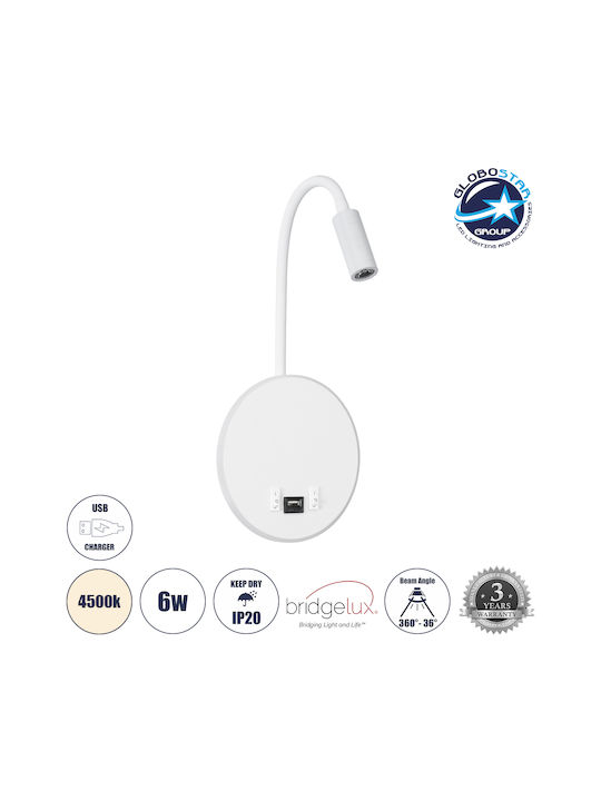 GloboStar Goose Single LED Natural White Spot in White Color