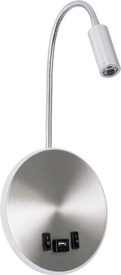 GloboStar Goose Modern Lumină de Perete cu LED Integrat și Lumină Alb Natural Argintiu 15.5x30.5cm