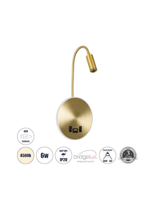 GloboStar Goose Single LED Natural White Spot in Gold Color