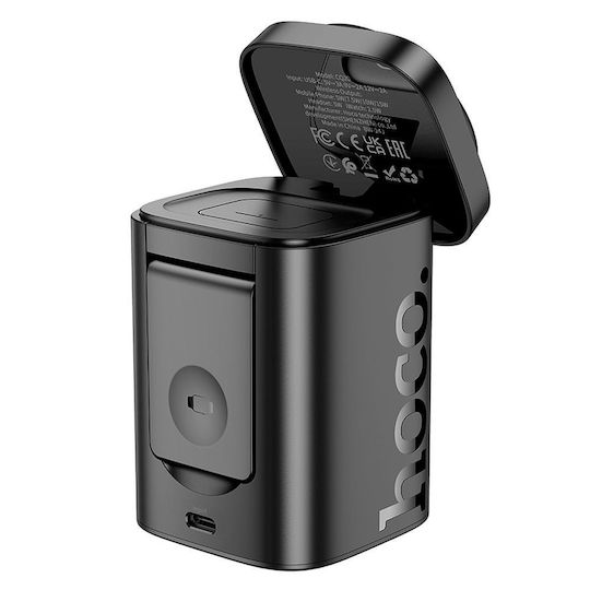 Hoco Ασύρματος Φορτιστής (Qi Pad) 15W Power Delivery Μαύρος (CQ20 Clever)