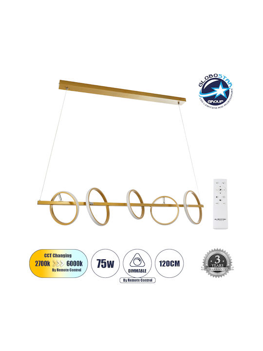 GloboStar Circolare Hängelampe Gold 120x25x25cm.