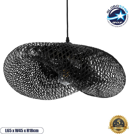 GloboStar Mexico Lumini Suspendate Negru Boem Rețea cu Bază de Bec E27 65x45x18cm