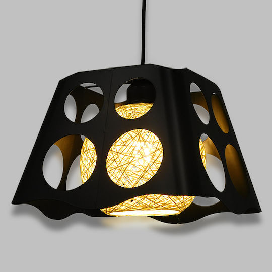 GloboStar Carter Hängelampe Schwarz mit Fassung E27 28x28x22cm.