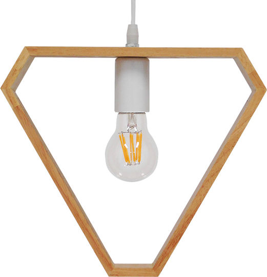 GloboStar Elise Triangle Κρεμαστό Φωτιστικό Μπεζ με Ντουί E27 29x8x28εκ.
