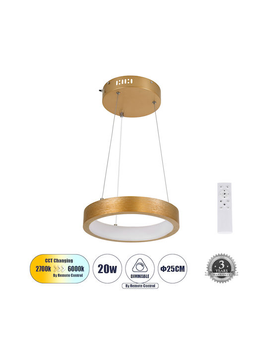 GloboStar Nemesis Ceiling Light Gold LED with Warm to Cool White Light 31x31cm