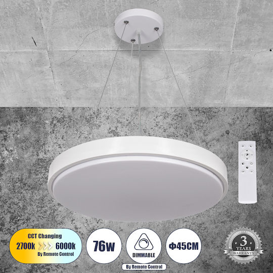 GloboStar Casper Deckenleuchte Weiß LED mit Verstellbarem Weißes Licht 45x45cm