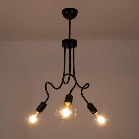 GloboStar Aspect Pendant Light Black Grid with Socket E27 44x15x60cm