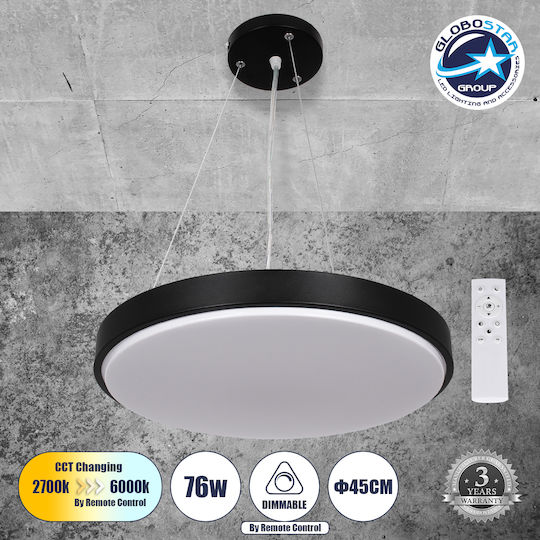 GloboStar Casper Black LED Ceiling Light with Warm to Cool White Light 45x45cm