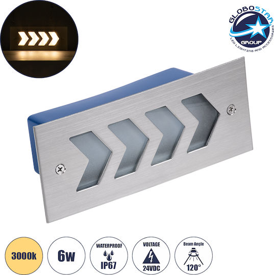 GloboStar Επιτοίχια Εξωτερική Πλαφονιέρα LED IP67 6W με Θερμό Λευκό Φως 17x7x5.5εκ.