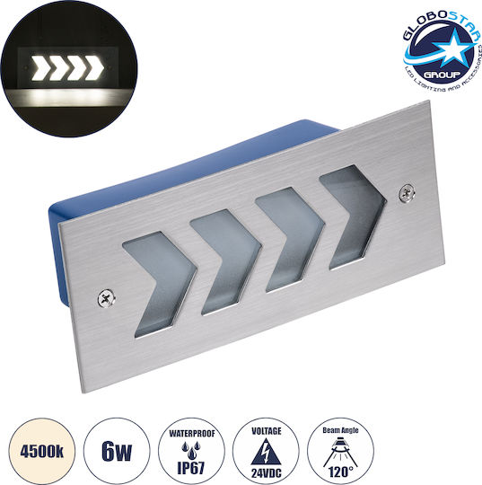 GloboStar Επιτοίχια Εξωτερική Πλαφονιέρα LED IP67 6W με Φυσικό Λευκό Φως 17x7x5.5εκ.