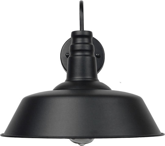 GloboStar Industrial Wall Lamp with E27 Lamp Bulb Base Black 42x36x36cm