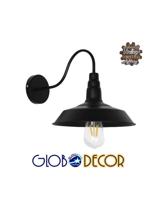 GloboStar Industrial Industrial Wall Lamp with E27 Lamp Bulb Base Black 26x32cm