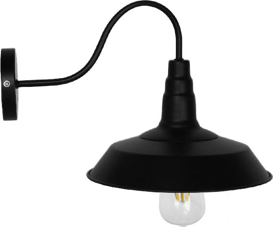 GloboStar Industrial Industrial Wall Lamp with E27 Lamp Bulb Base Black 26x32cm