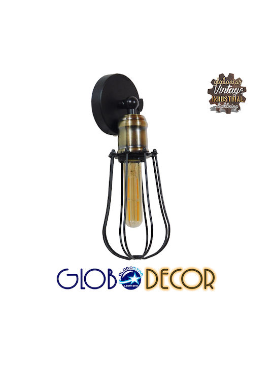 GloboStar Industrial Industrial Φωτιστικό Τοίχου με Ντουί E27 Μαύρο 12x32εκ.