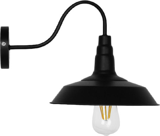 GloboStar Industrial Industrial Wall Lamp with E27 Lamp Bulb Base Black 26x32cm