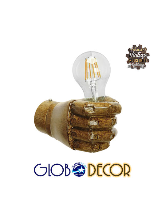 GloboStar Fist Modern Lamp Wall with Socket E27 Brown 10x15x10cm