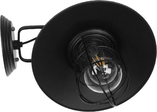 GloboStar Vinty Industrial Wall Lamp with E27 Lamp Bulb Base Black 27x33x33cm
