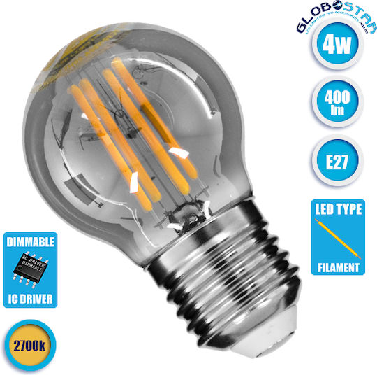 GloboStar LED Bulb 4W 77mm for Socket E27 and Shape G45 Warm White 400lm Dimmable