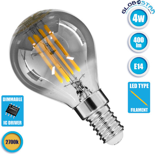 GloboStar Edison Retro LED Bulb 4W 81.5mm for Socket E14 and Shape G45 Warm White 400lm Dimmable