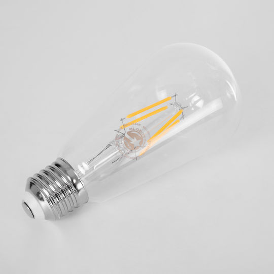 GloboStar Edison Retro LED Bulb 4W 140mm for Socket E27 and Shape ST64 Warm White 440lm Dimmable