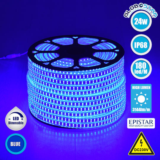 GloboStar Waterproof LED Strip 220V Blue Light 1m Type SMD2835